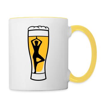 beer glass alcohol party drinking drink thirst celebration - Contrasting Mug - white/yellow - Right