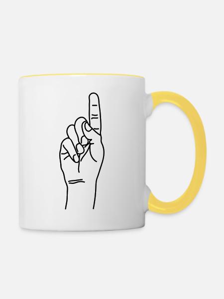 zeigefinger - Tasse zweifarbig - Weiß/Gelb