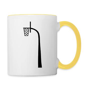 basketball korb werfen spielen verein spass sport - Tasse zweifarbig - Weiß/Gelb - Rechts