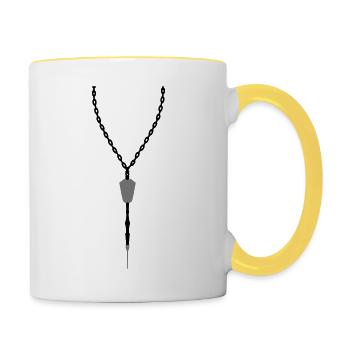 pendant dart jewelry necklace choker arrows d - Contrasting Mug - white/yellow - Right