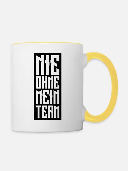 nie ohne mein team - Tasse zweifarbig - Weiß/Gelb