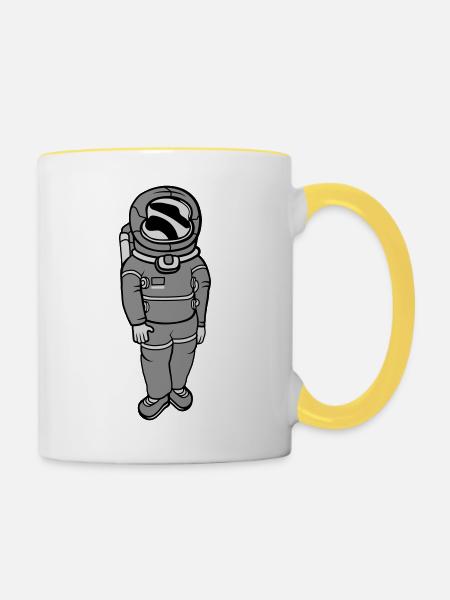 Espace astronaute en apesanteur - Mug contrasté - blanc/jaune