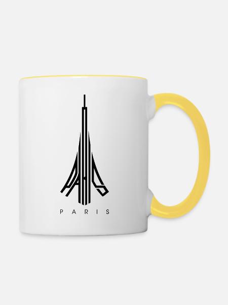 Paris - Tasse zweifarbig - Weiß/Gelb