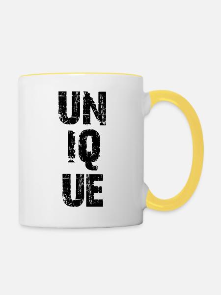 einzigartig - Tasse zweifarbig - Weiß/Gelb
