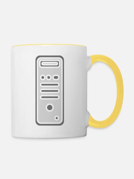Icon Logo Gehäuse Computer - Tasse zweifarbig - Weiß/Gelb