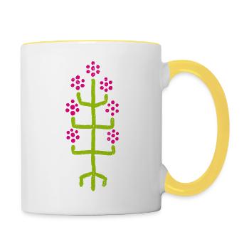 Blume - Mittelalter - Tasse zweifarbig - Weiß/Gelb - Rechts