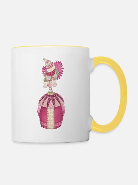 Geisha - Tasse zweifarbig - Weiß/Gelb