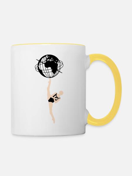 Planet - Tasse zweifarbig - Weiß/Gelb