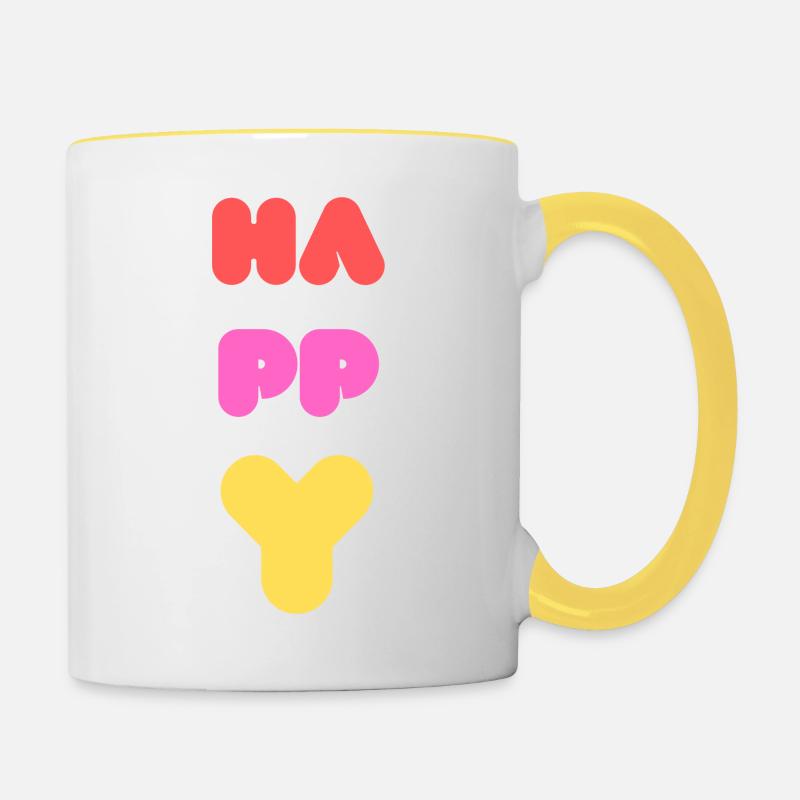 CONTENT - Mug contrasté - blanc/jaune