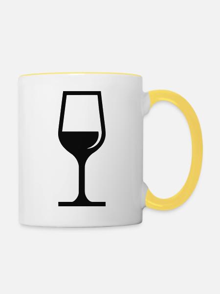 Weinglas - Tasse zweifarbig - Weiß/Gelb