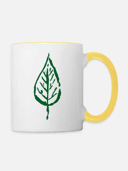 Blatt - Tasse zweifarbig - Weiß/Gelb