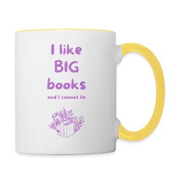 Bookworm Humor – I Like Big Books And I Cannot Lie - Contrasting Mug - white/yellow - Right