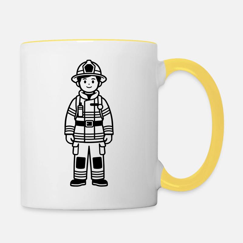 fire brigade - Contrasting Mug - white/yellow