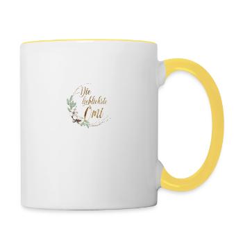 Die lieblichste Omi- Leafy- Blumenranz - Tasse zweifarbig - Weiß/Gelb - Rechts