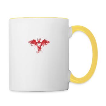 Albanian Eagle - Albanischer Adler Shirt Shqiponja - Tasse zweifarbig - Weiß/Gelb - Rechts