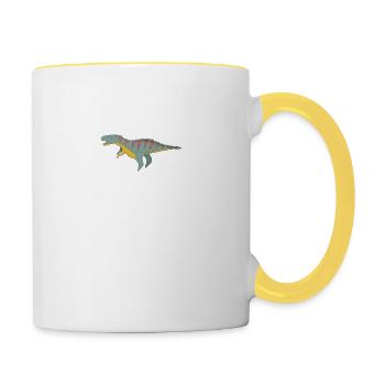 Geschenk Dinosaurier Fossil Kawaii Trex Comic Dino - Tasse zweifarbig - Weiß/Gelb - Rechts