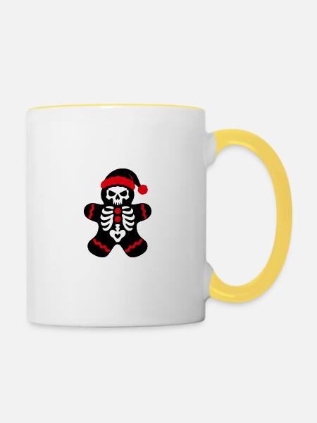 Skelett Lebkuchenmann Icon - Tasse zweifarbig - Weiß/Gelb