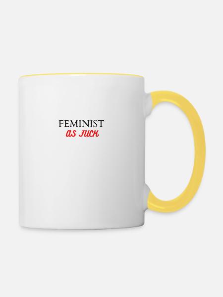 Feminist - Tasse zweifarbig - Weiß/Gelb