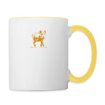 Enjoy Nature Natur genießen Wildschwein Wildsau - Tasse zweifarbig - Weiß/Gelb - Rechts