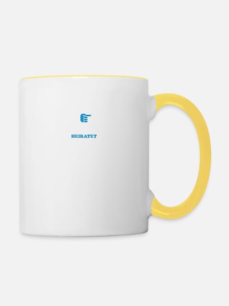 ER heiratet - Tasse zweifarbig - Weiß/Gelb