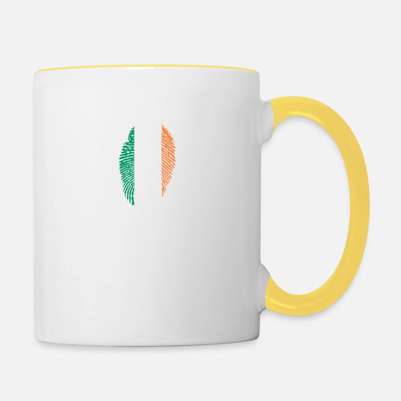 empreintes digitales j'aime Irlande - Mug contrasté - blanc/jaune