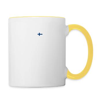 EKG heartbeat Finland - Tasse zweifarbig - Weiß/Gelb - Rechts
