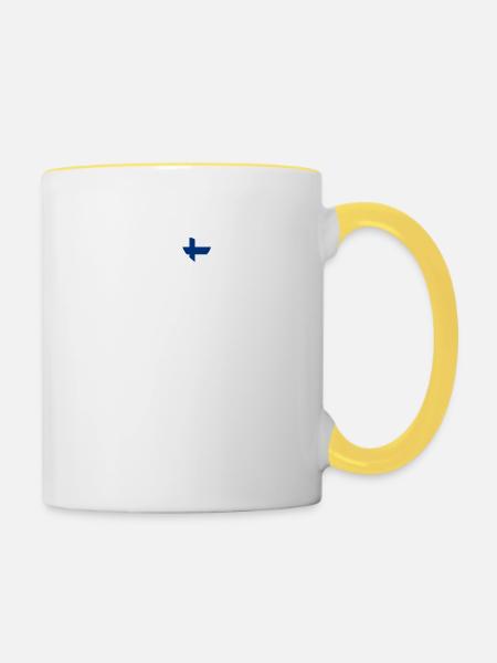 I LOVE ekg heartbeat Finland finnland - Tasse zweifarbig - Weiß/Gelb
