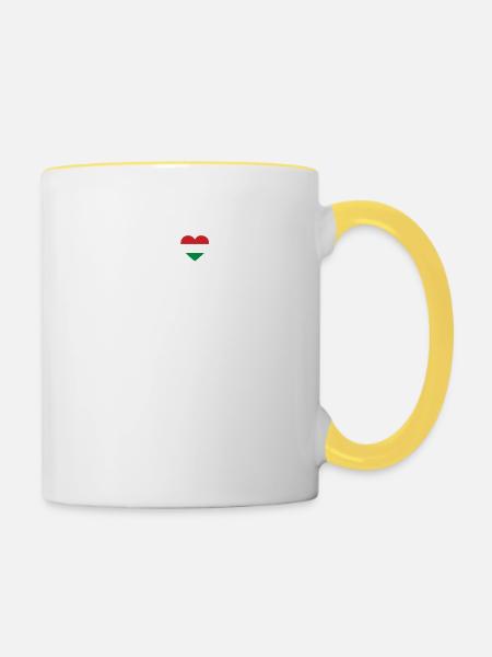 I LOVE ekg heartbeat UNGARN Hungary - Tasse zweifarbig - Weiß/Gelb