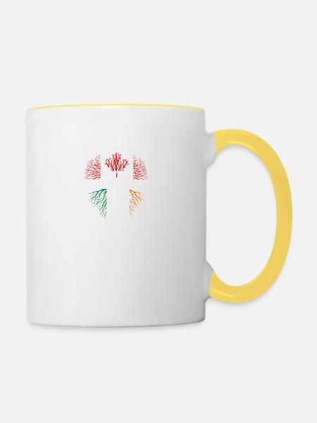 Kanada Irland Geschenk Ahorn Shamrock Flagge Baum - Tasse zweifarbig - Weiß/Gelb
