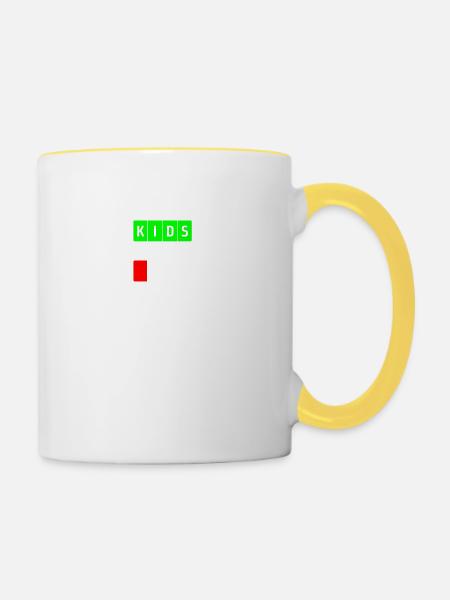 dad kids white - Tasse zweifarbig - Weiß/Gelb