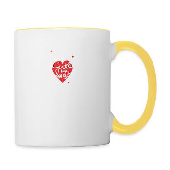 Nettes und süßes Valentinstag Geschenk - Tasse zweifarbig - Weiß/Gelb - Rechts