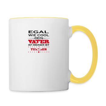 Egal wie cool vater geschenk Tunesien - Tasse zweifarbig - Weiß/Gelb - Rechts