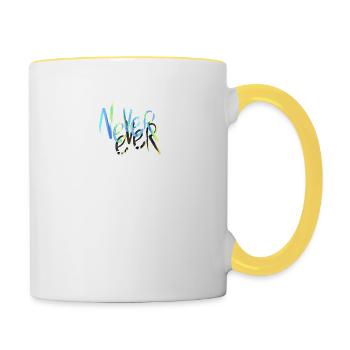 Never Ever Give Up Inspiring and Motivating Quote - Contrasting Mug - white/yellow - Right