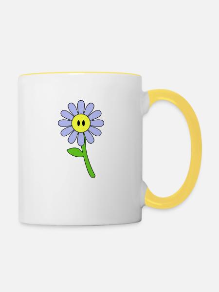 Süße Blume Design - Tasse zweifarbig - Weiß/Gelb
