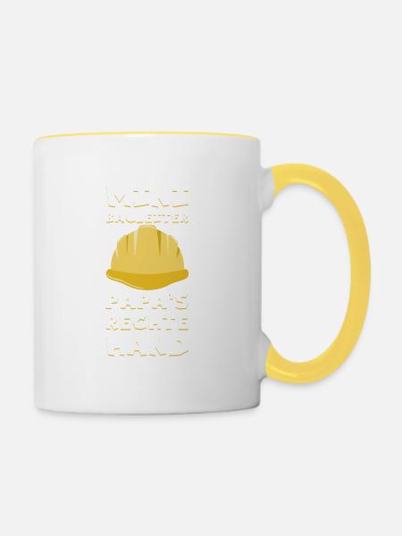 Baby Kind Bauleiter Baustelle Geschenk - Tasse zweifarbig - Weiß/Gelb