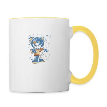 Zombie bear only for dark parts - Contrasting Mug - white/yellow - Right