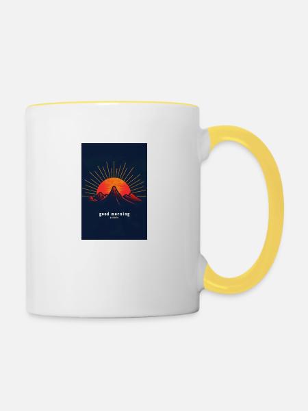 Morgenmuffel im Sonnenaufgang - Tasse zweifarbig - Weiß/Gelb