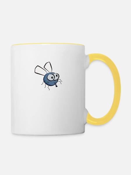 Stubenfliege - Tasse zweifarbig - Weiß/Gelb