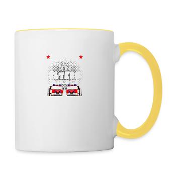 Kinder T-Shirt - Eltern sind bei der Feuerwehr - Tasse zweifarbig - Weiß/Gelb - Rechts