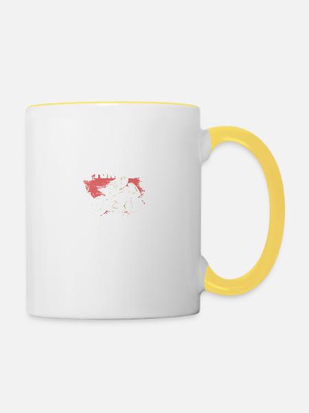 Motorrad Rennmaschine Turbo - Tasse zweifarbig - Weiß/Gelb