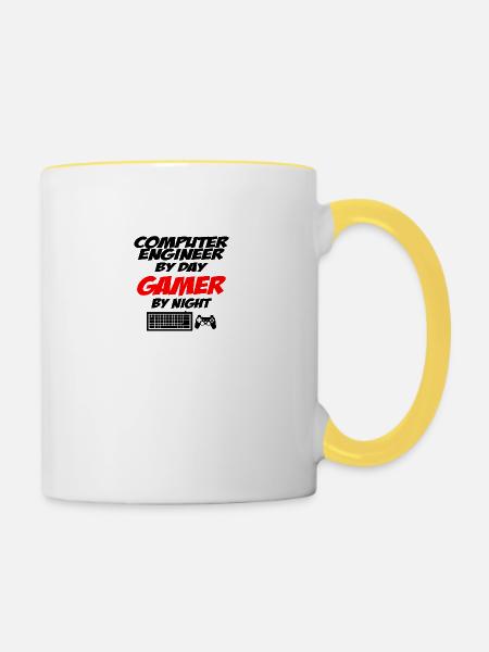 Computer engineer Gamer - Tasse zweifarbig - Weiß/Gelb