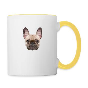 French Bulldog - Tasse zweifarbig - Weiß/Gelb - Rechts