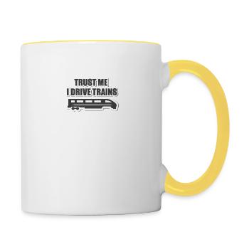 Lokführer, Zugführer, Eisenbahn, U-Bahn, ICE, Zug - Tasse zweifarbig - Weiß/Gelb - Rechts