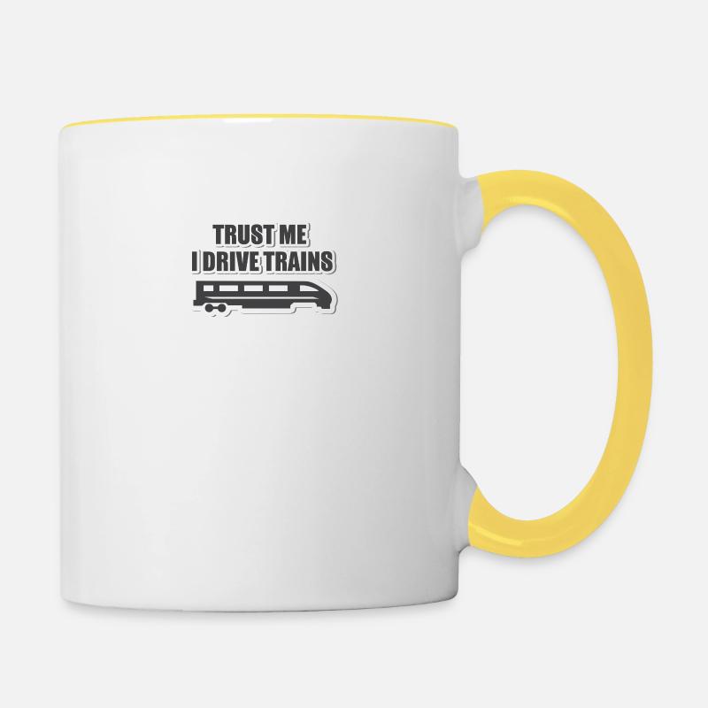 Train driver, train conductor, railway, subway, ICE, train - Contrasting Mug - white/yellow