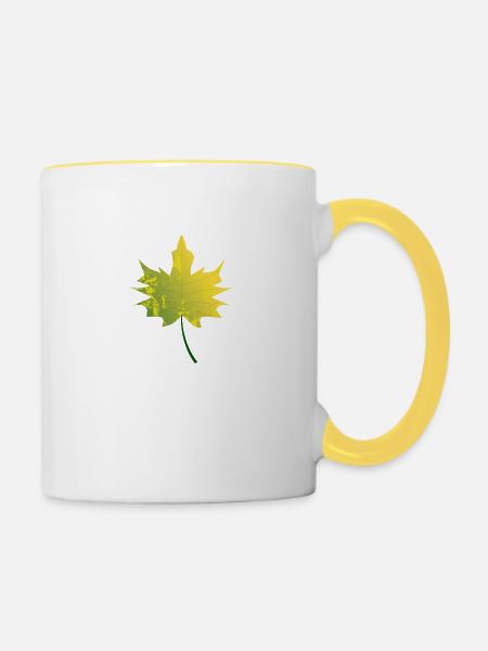 Blatt - Tasse zweifarbig - Weiß/Gelb