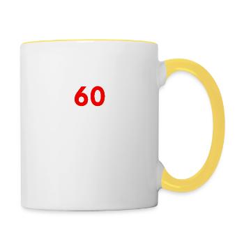 Ich bin über 60, bitte helfen sie mir - Tasse zweifarbig - Weiß/Gelb - Rechts