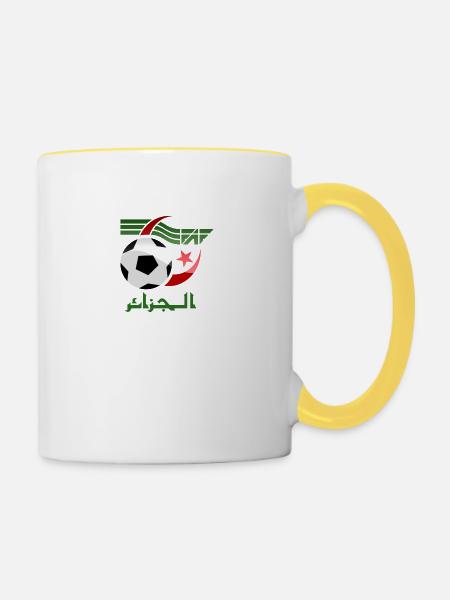 algeria fußball federation - Tasse zweifarbig - Weiß/Gelb