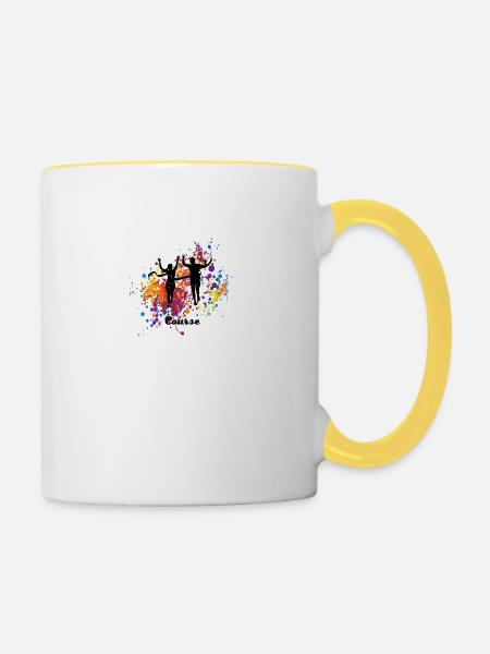 Rennen - Tasse zweifarbig - Weiß/Gelb