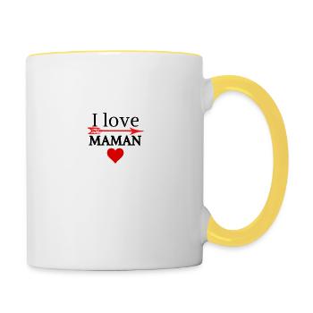 I LOVE Mama - Tasse zweifarbig - Weiß/Gelb - Rechts