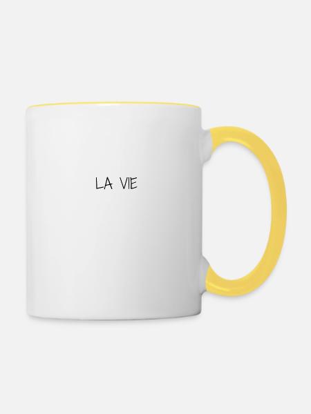 LEBEN - Tasse zweifarbig - Weiß/Gelb